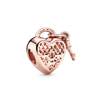 Sparkling Rose Gold Family Tree & Flower Charm Bead for European Silver Bracelet YY0315