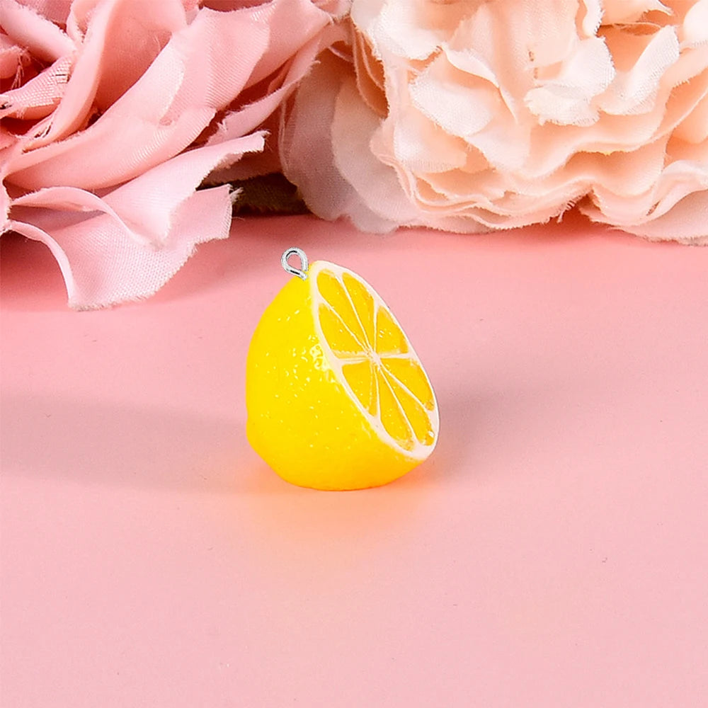 10 Piece 3D Simulated Fruit Flat Back Charms for DIY Jewelry Earrings Bracelets and Hairpins