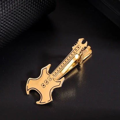 Creative Treble Clef Guitar Tie Clip for Men Titanium Steel Music Accessory Style 15
