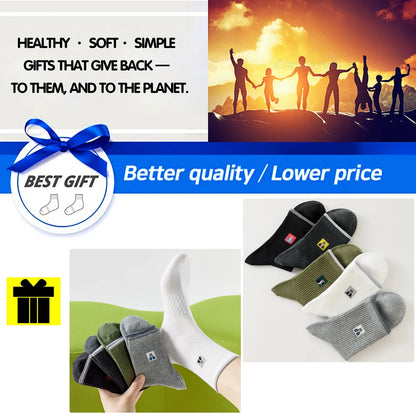 5 Pairs Men Cartoon Cat Mid Crew Cotton Socks Breathable