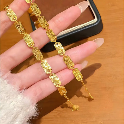 Elegant 24K Gold Women's Bracelet With Square Plate Design