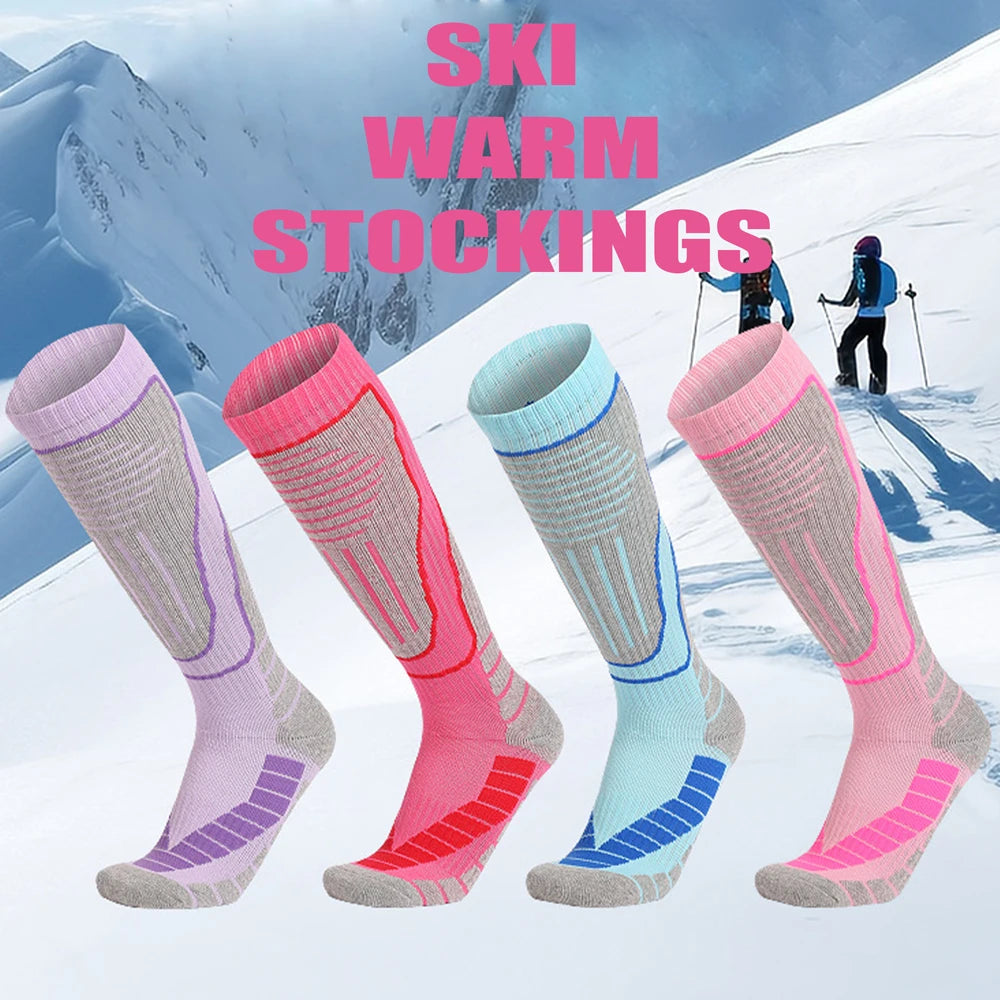 Thermal Winter Cotton Ski Socks For Women And Kids Thick