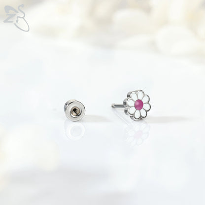 Charming Stainless Steel Flower Butterfly Stud Earrings for Children and Women