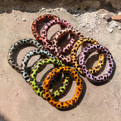Vintage Leopard Print Acrylic Bamboo Stretch Bracelet for Women Fashion Jewelry 2025