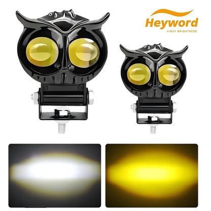 Dual Color Owl LED Motorcycle Spot Light 4 Mode 3000LM