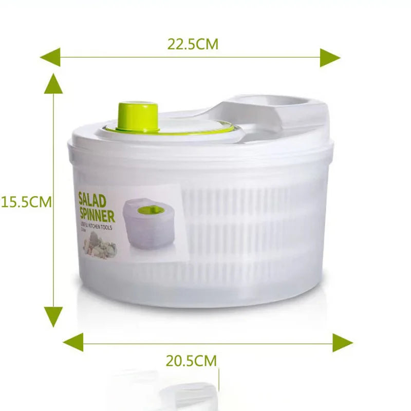 Kitchen Vegetable Dehydrator Salad Spinner Fruit Drain Basket Dryer Hand Crank Kitchen Tool Household Gadget Kitchen Accessories WHITE