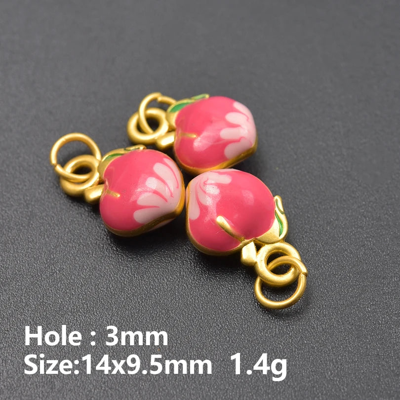 3D Enamel Fruit Charms Set for DIY Jewelry Making Strawberry Grape Pendants 5pcs