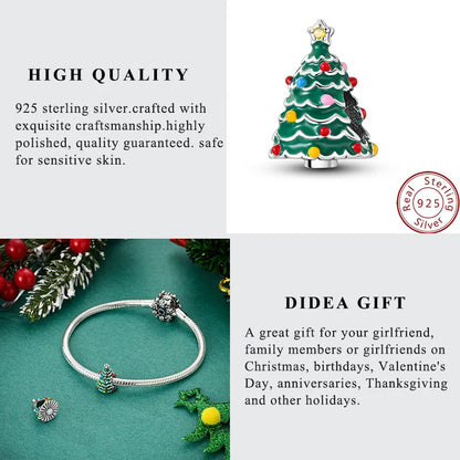 2025 Sterling Silver Christmas Charm Beads for Bracelets and Pendants