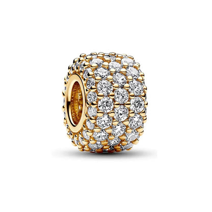 Sparkling 925 Sterling Silver Zircon Round Beads Diamond Charms for Women DIY Jewelry Gifts