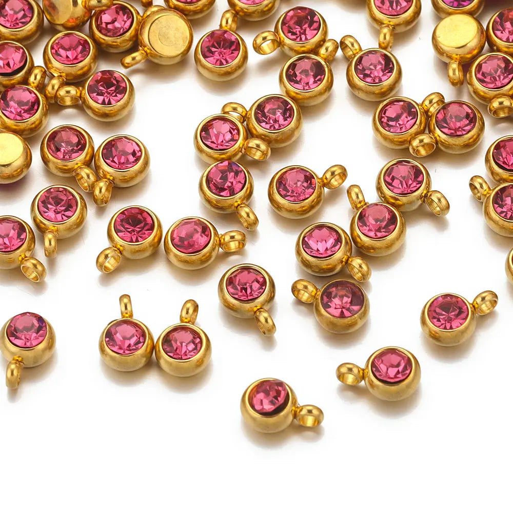 Colorful Crystal Stainless Steel Charms Set for DIY Jewelry Making