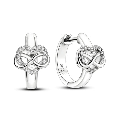 Sterling Silver Heart Zircon Hoop Earrings for Women