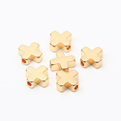 Gold Color Copper Cross Beads Set for DIY Jewelry Making and Accessories