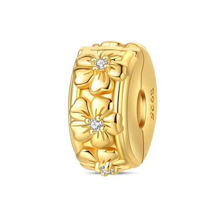 925 Sterling Silver Golden Round Charms with Horse Lion Castle Beads for DIY Womens Jewelry Gift