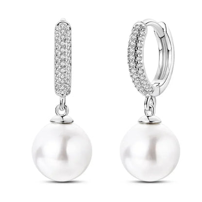 Luxury 925 Silver Pink Heart Pearl Butterfly Zircon Drop Earrings for Elegant Women