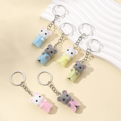 3D Cute Mouse Flocking Charms Cartoon Animal Resin Pendant for DIY Jewelry Making and Handmade Accessories