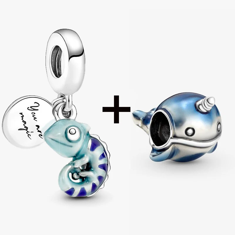 Chameleon and Turtle Pendant Beads for Charm Bracelets Jewelry Gift BD05