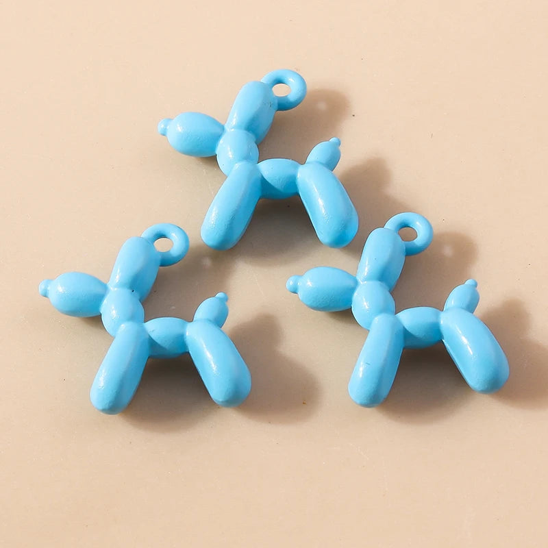 Vibrant 3D Balloon Dog Charms Set for Creative Jewelry Design