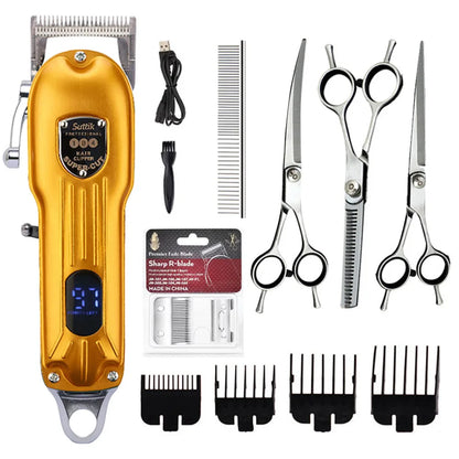 Professional All Metal Rechargeable Dog Hair Clipper Low Noise Pet Grooming Trimmer for Puppies and Cats