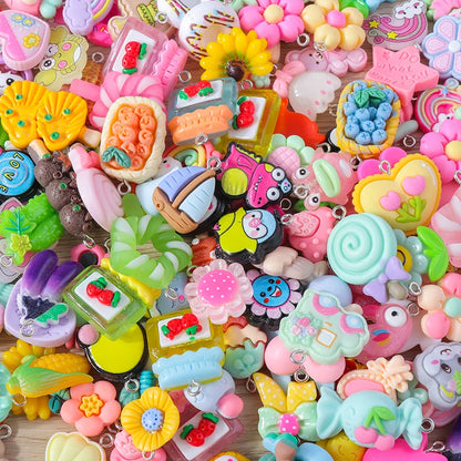 Charming Resin Animal Flower Food Fruit Set for DIY Earrings Bracelets Keychains