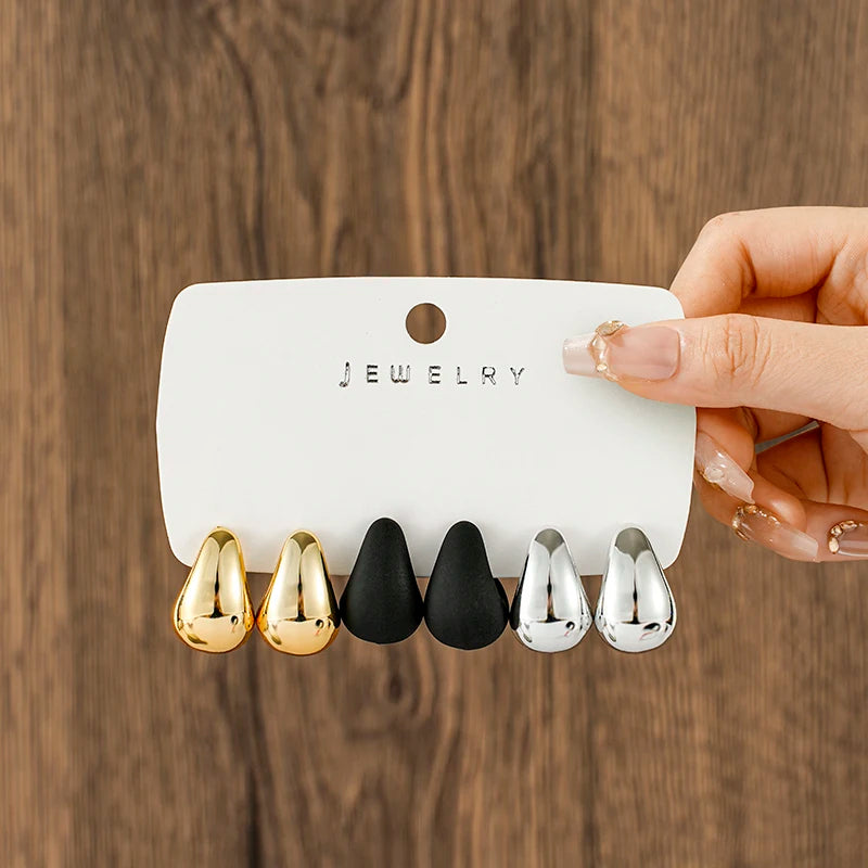 10 Piece Irregular Shaped Lightweight Women's Earring Set C Shaped and Teardrop Perfect for Daily Wear and Parties