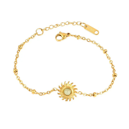 Vintage Stainless Steel Bracelet for Women with Turquoise Pendant B0431