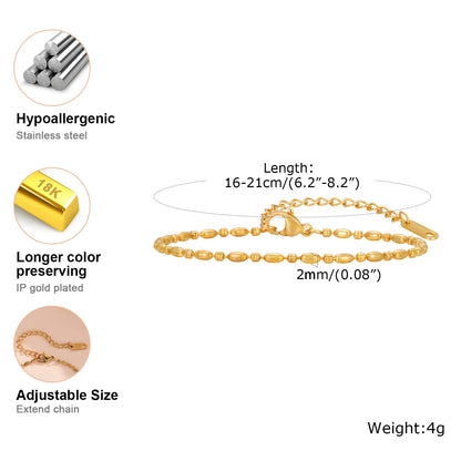Elegant Gold Plated Link Bracelet for Women - Adjustable Stainless Steel Waterproof Jewelry