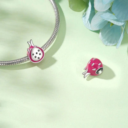 925 Silver Strawberry Cherry Durian DIY Dangle Beads