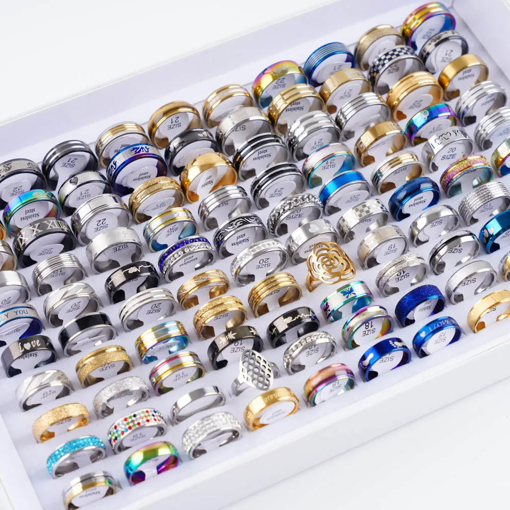 Fashion Unisex Stainless Steel Rings Set for Weddings and Parties
