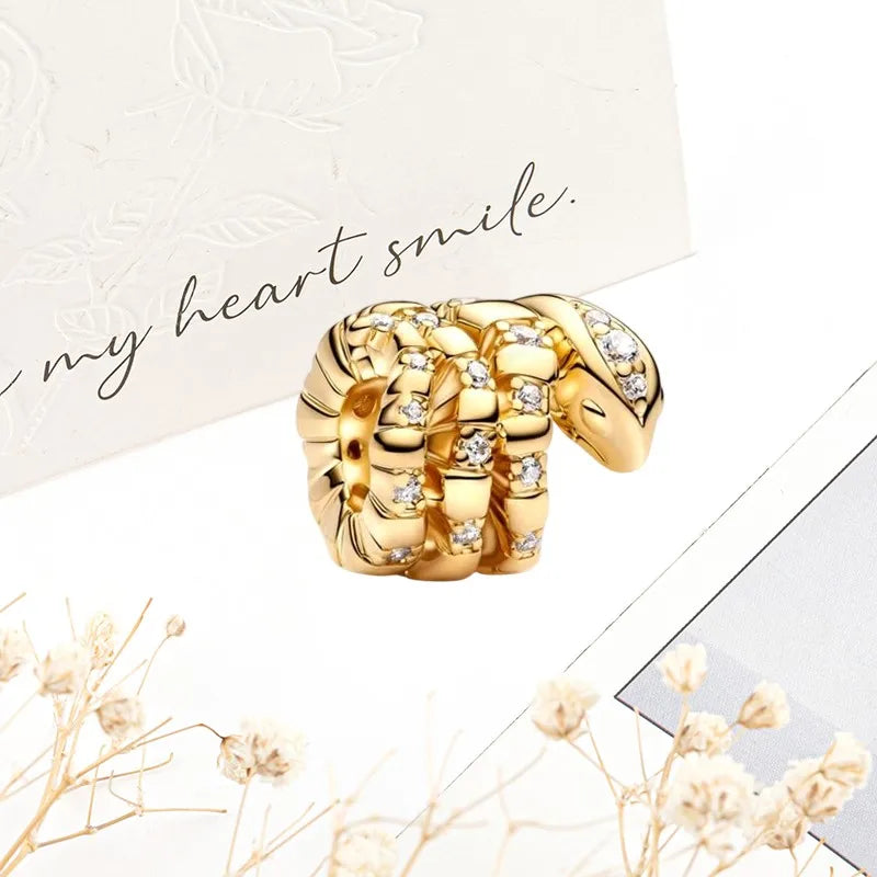Sparkling Gold Safety Chain Infinity Snake Charm Beads