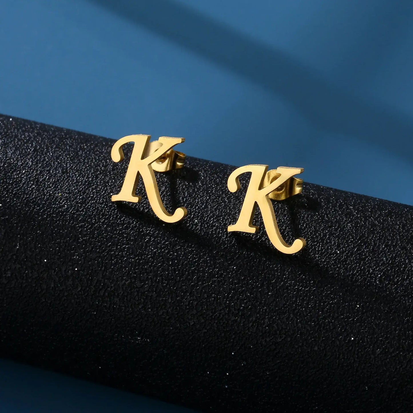 Tiny Stainless Steel Initial Letter Stud Earrings Gift K