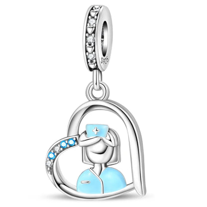 925 Sterling Silver Luminous Lantern Angel Cat Charm