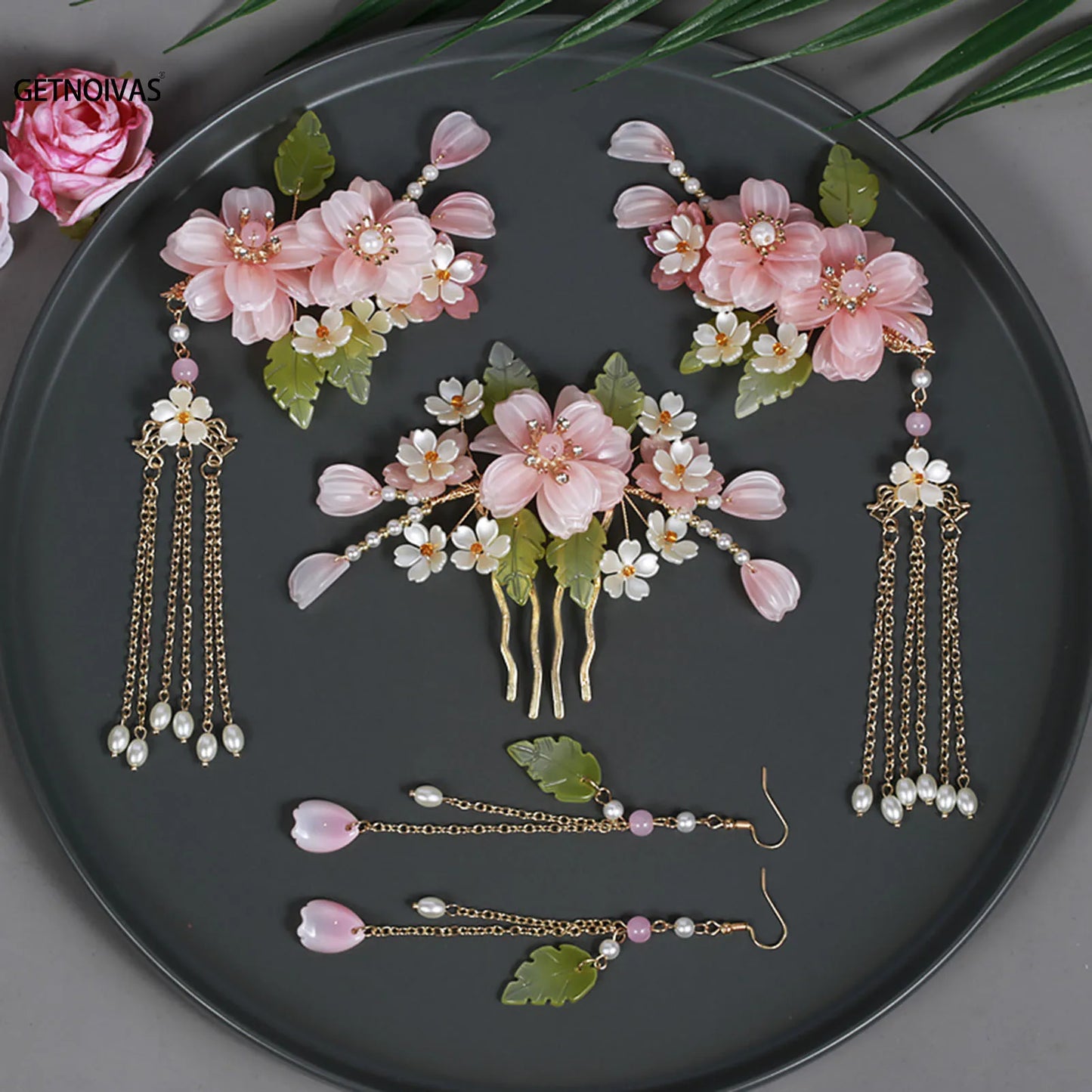 Vintage Chinese Hanfu Hair Accessories Set for Bridal Elegance