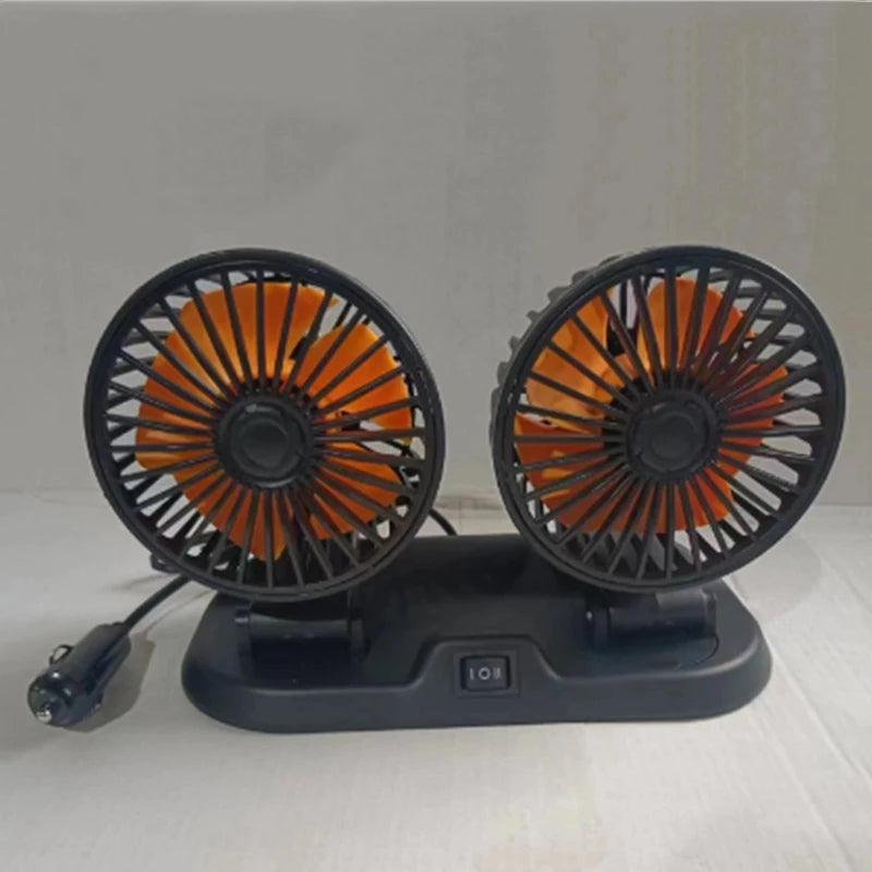 5V 12V 24V Car Fan Dual Head USB Auto Cooler Air Fan 24V Orange