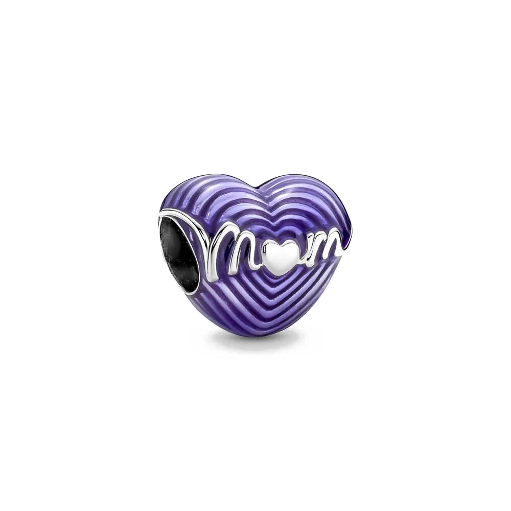 925 Silver Heart-Shaped Beads with Lotus and Bird Pendant for European Bracelet DIY Exquisite Jewelry