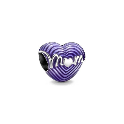 925 Silver Heart-Shaped Beads with Lotus and Bird Pendant for European Bracelet DIY Exquisite Jewelry
