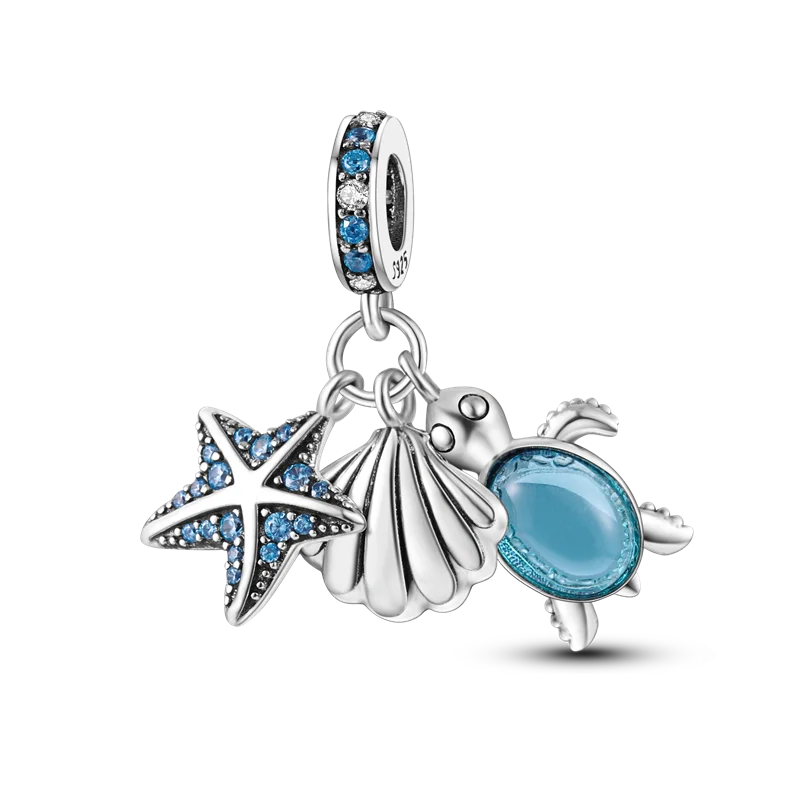 925 Sterling Silver Sea Turtle Dangle Charm For Bracelet