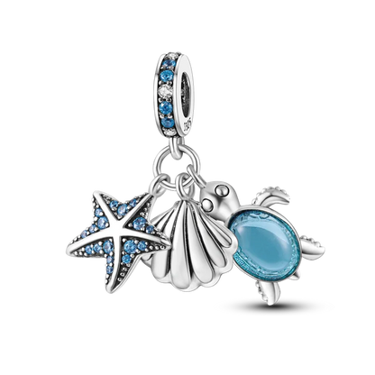 925 Sterling Silver Sea Turtle Dangle Charm For Bracelet