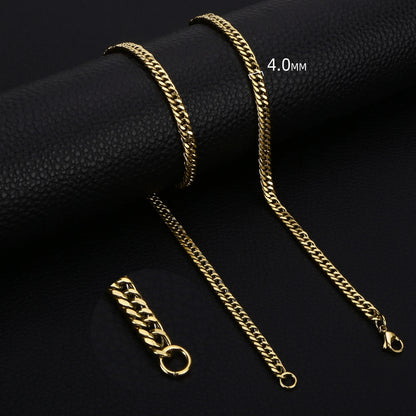 Stainless Steel Cuban Link Chain Necklace for Men and Women Punk Choker Jewelry 3.5-7MM 70CM 28inch 5MM