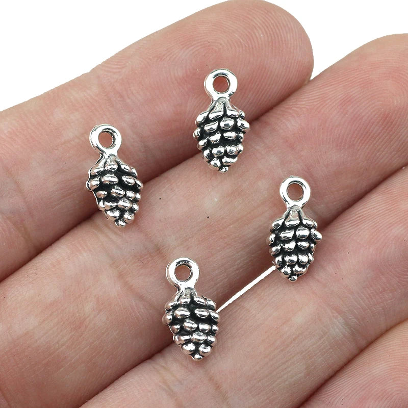 Versatile 3D Pine Cone Charms for DIY Jewelry Making, Set of 20 in Four Elegant Colors