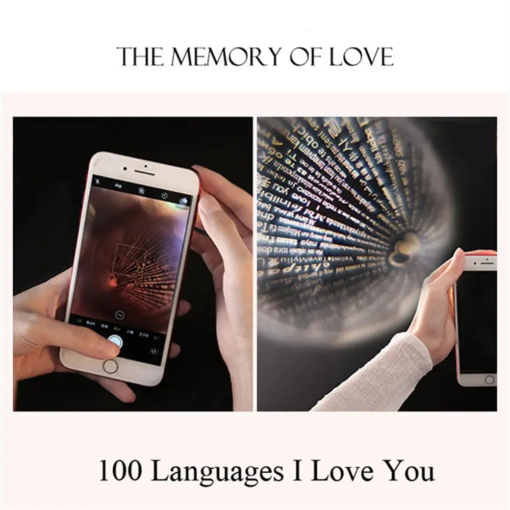 100 Languages I Love You Projection Pendant Necklace for Women gold-5