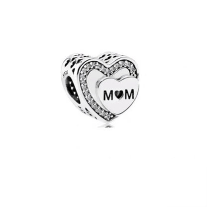 Sparkling Intertwined Love Hearts Charm Beads for 925 Sterling Silver Bracelet
