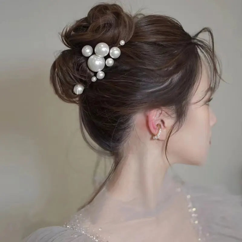Elegant Bridal Rhinestone Hair Pins with Pearls for Wedding and Party