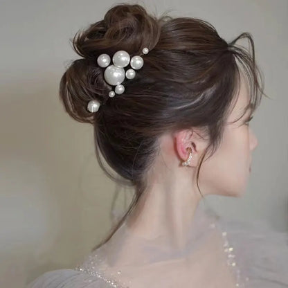 Elegant Bridal Rhinestone Hair Pins with Pearls for Wedding and Party