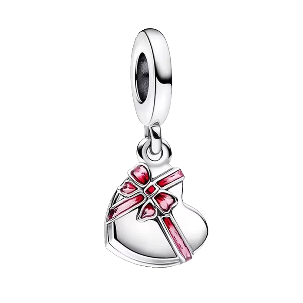 925 Sterling Silver Heart Wings Infinity Charm Gift Box Compatible with Pendant Bracelet Necklace for Ladies DIY Fine Jewelry
