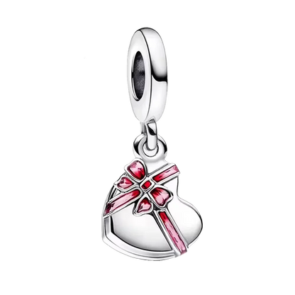 925 Sterling Silver Heart Wings Infinity Charm Gift Box Compatible with Pendant Bracelet Necklace for Ladies DIY Fine Jewelry
