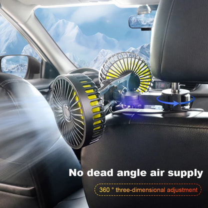 Car Seat Back Fan USB Automotive Fan 360 Degree Cooler