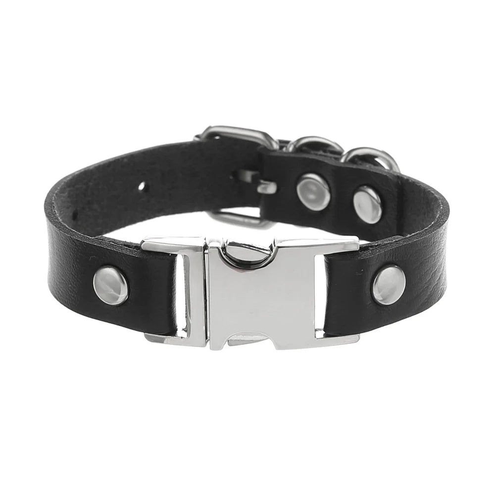Gothic Punk Cat Heart Leather Bracelet For Women And Men