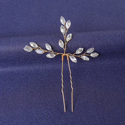 Elegant Gold Crystal Hair Pin for Women - Trendy Rhinestone Bridal Wedding Hair Accessory