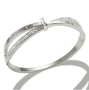 Jovolove Elegant Stainless Steel Waterproof Bangle for Women - Fashionable Gemstone Design