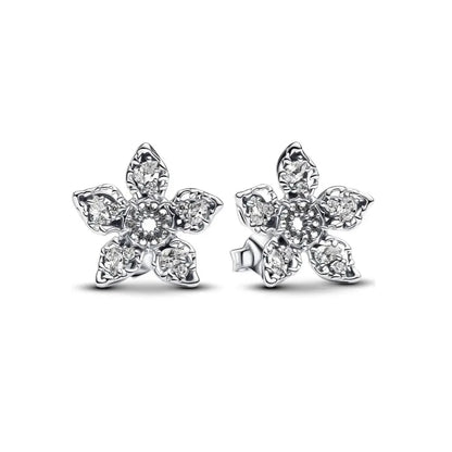 Spring Blue Flower Stud Earrings 925 Sterling Silver Zircon Jewelry for Women P2247
